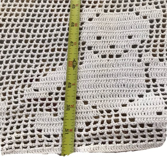 Vtg white filet crochet twin bedspread night prayer children nursery heirloom - Picture 5 of 7